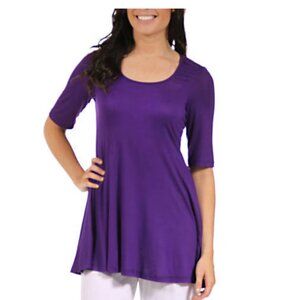 24seven Comfort Apparel Elbow Sleeve Swing Tunic Top Size Small NWOT